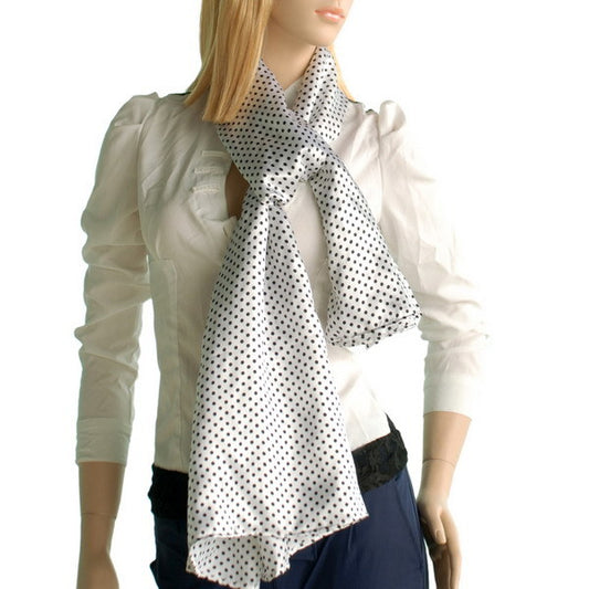 Blando White Background Small Cute Black Dot Design Soft Silk Scarf/Wrap/Shawl(Small)