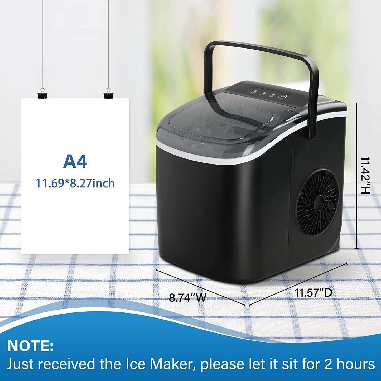 Deluxe Countertop Ice Maker, 26lbs/24hrs, Ready in 6 Mins, Self-Clean with Scoop & Basket, 13.7lbs, Perfect for Home Kitchen Office Bar Parties - Black