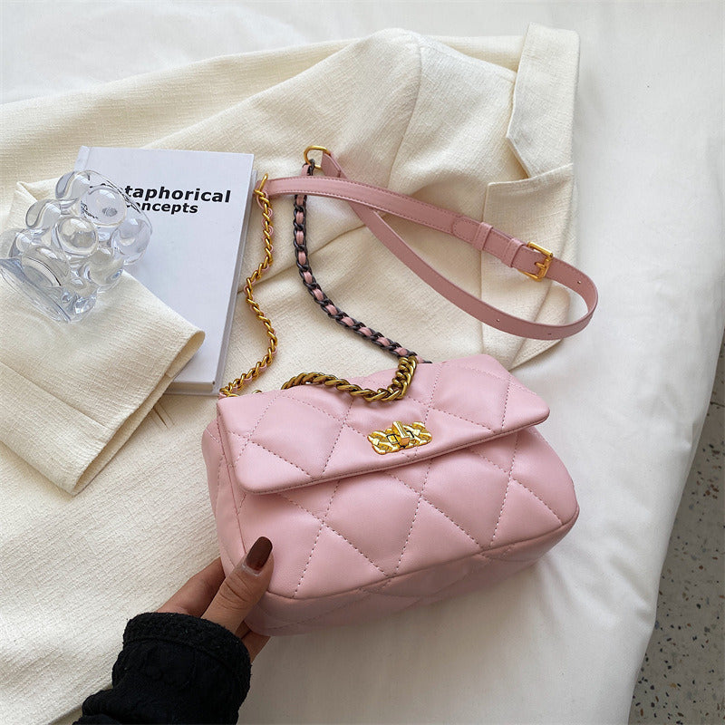 Classic Diamond Sewing Handbags For Women 2022 New Female Summer Trendy Metal Buckle Square Bags Ladies Shoulder Bags With Chain