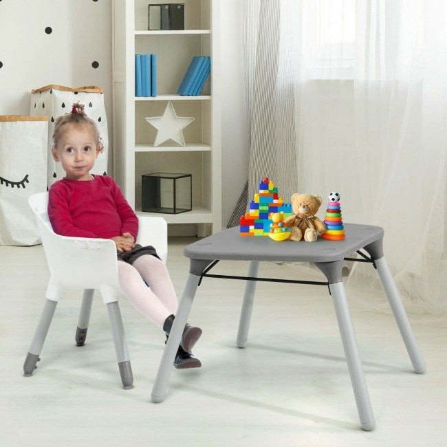 4 in 1 Baby Convertible Toddler Table Chair Set with PU Cushion