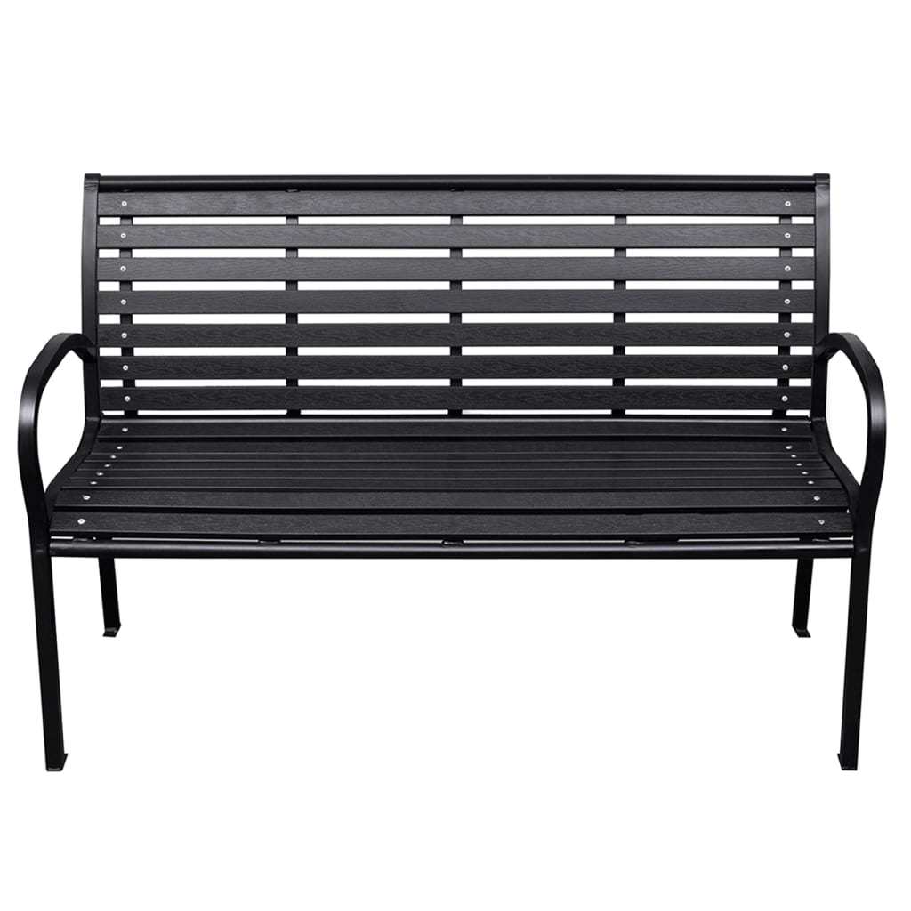 Patio Bench Black 45.7" Steel and WPC