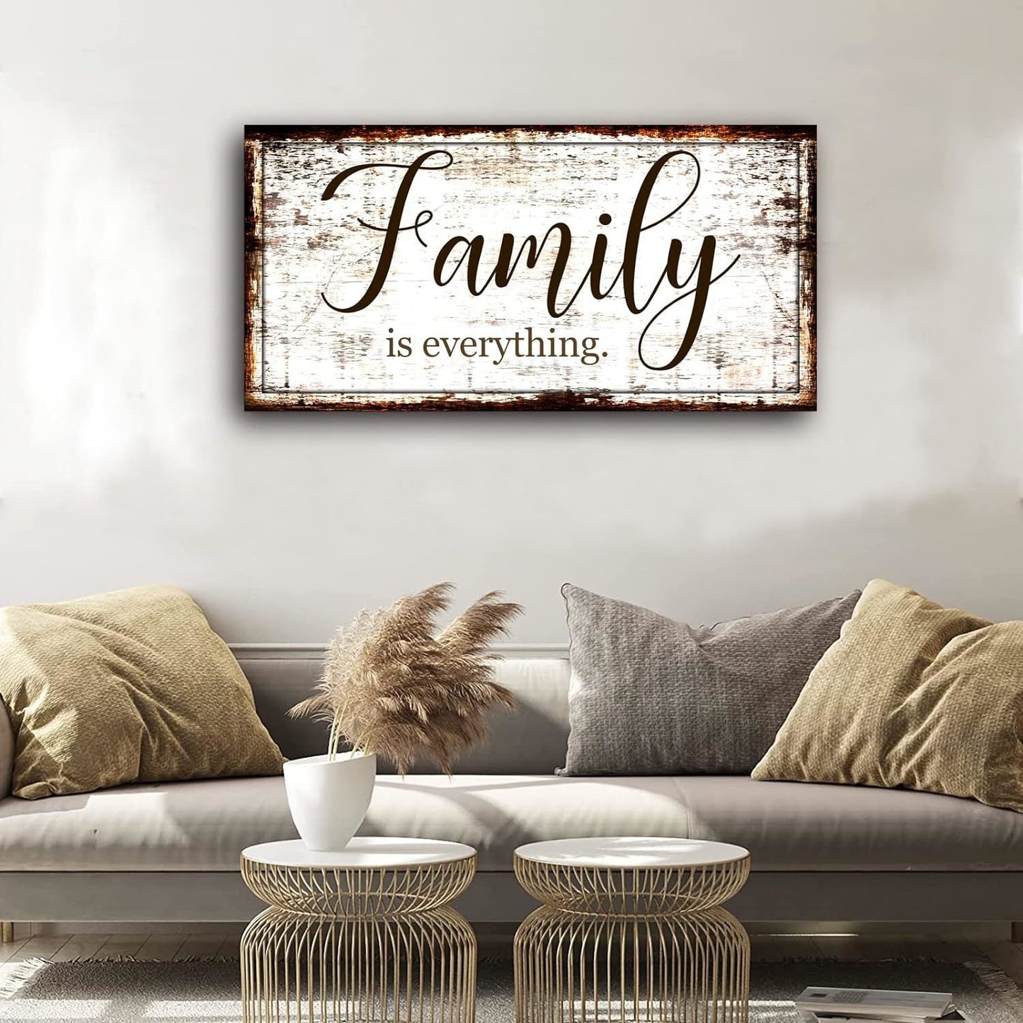 Family is Everything Wall Decor-Rustic Family Quote Print Canvas for Farmhouse-Family Signs Canvas Wall Art-Retro Artwork Wall Decoration for Living Room,Bedroom,Dining Room,Office,Home Decor 20"x40"