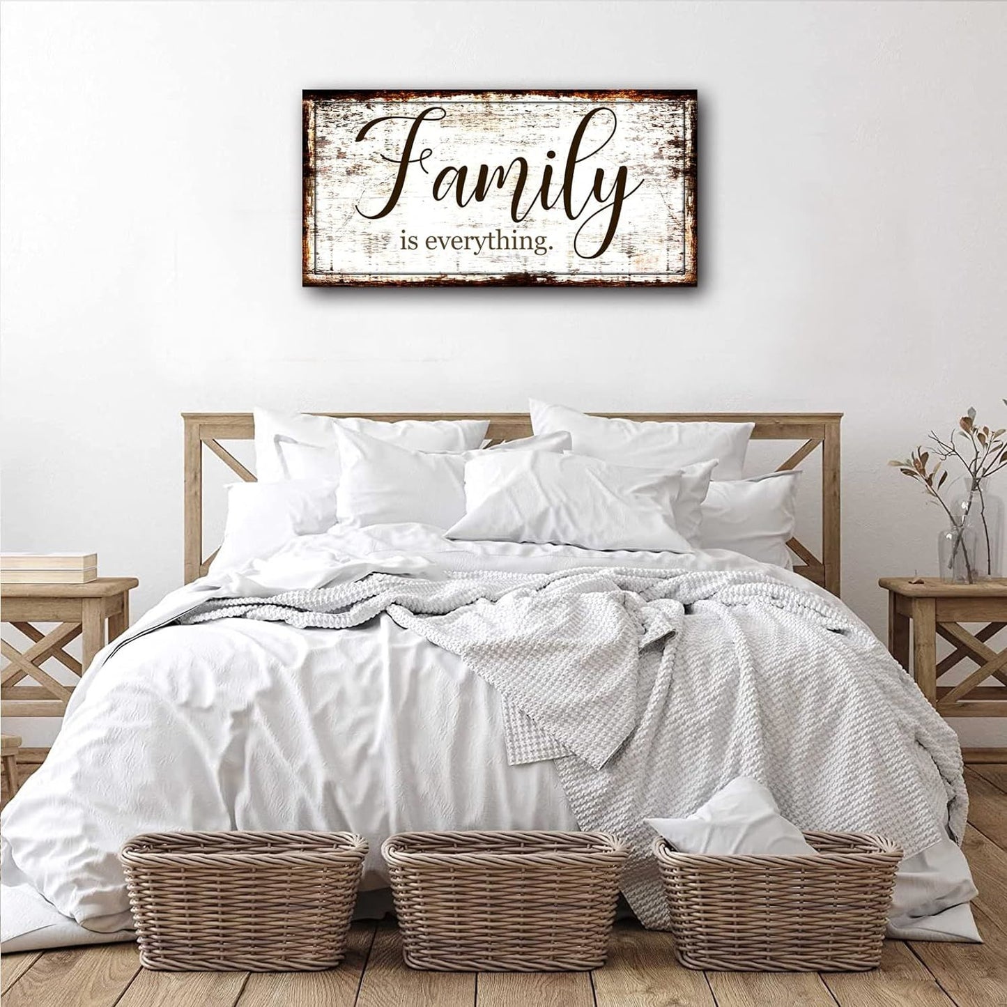 Family is Everything Wall Decor-Rustic Family Quote Print Canvas for Farmhouse-Family Signs Canvas Wall Art-Retro Artwork Wall Decoration for Living Room,Bedroom,Dining Room,Office,Home Decor 20"x40"