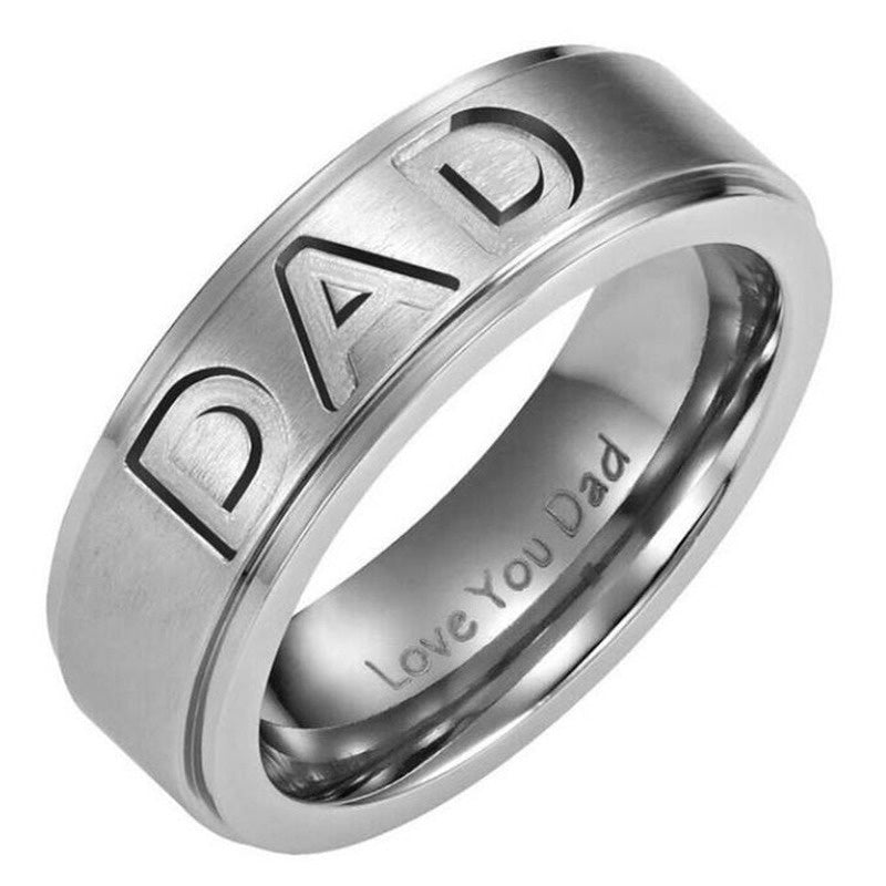 1pc Engraved Love You Dad 316L Stainless Titanium Steel Band Ring DAD Ring Best Gifts For Father Men's Unique Fashion Jewelry Artificial Gift
