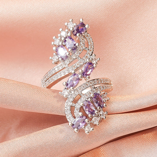 Luxury Amethyst Zircon Ring Woman Ring Valentine's Day Gift Zicron Inlaid