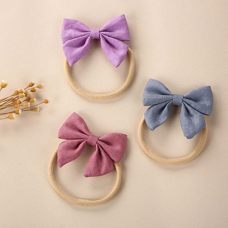 Baby Solid Color 3D Bow Handmade Elastic Headband