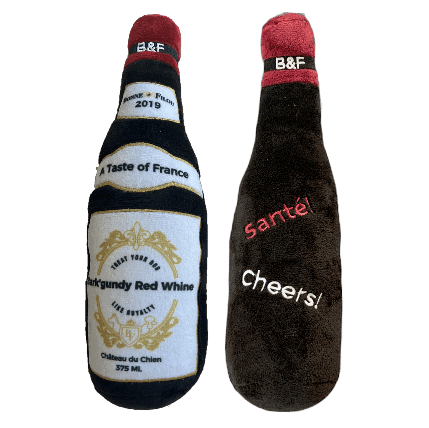 Wine Bottle Squeaky Dog Plush Toy (Bark'gundy Red Whine)