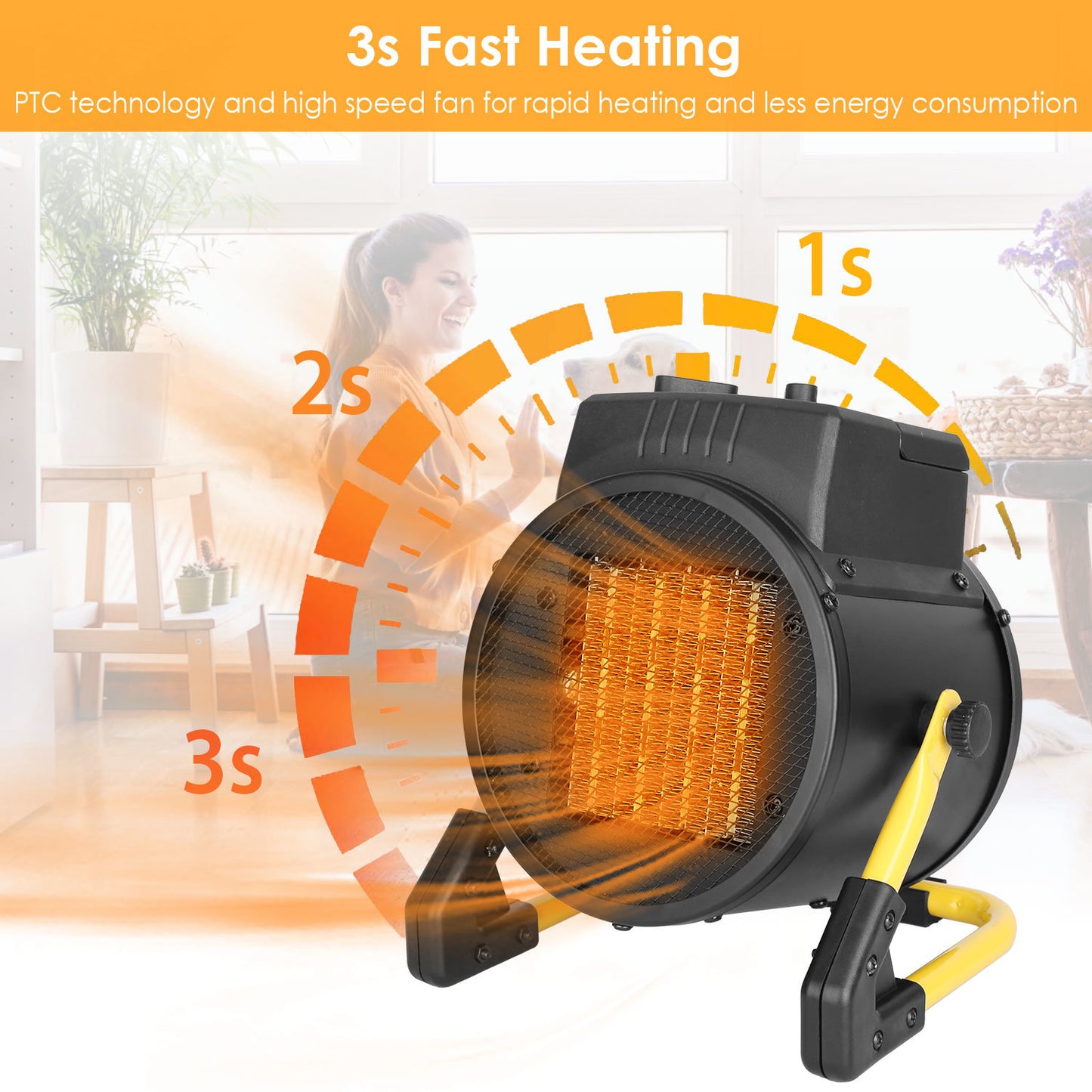 1500W Portable Electric Space Heater Personal Fan w/ Overheat Protection