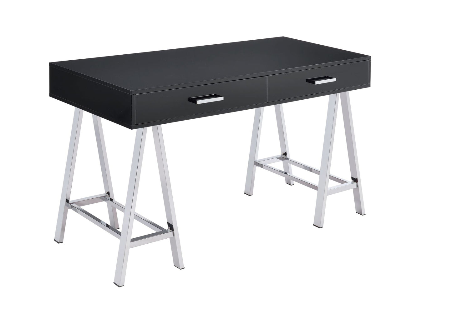 Coleen Desk; Black High Gloss & Chrome