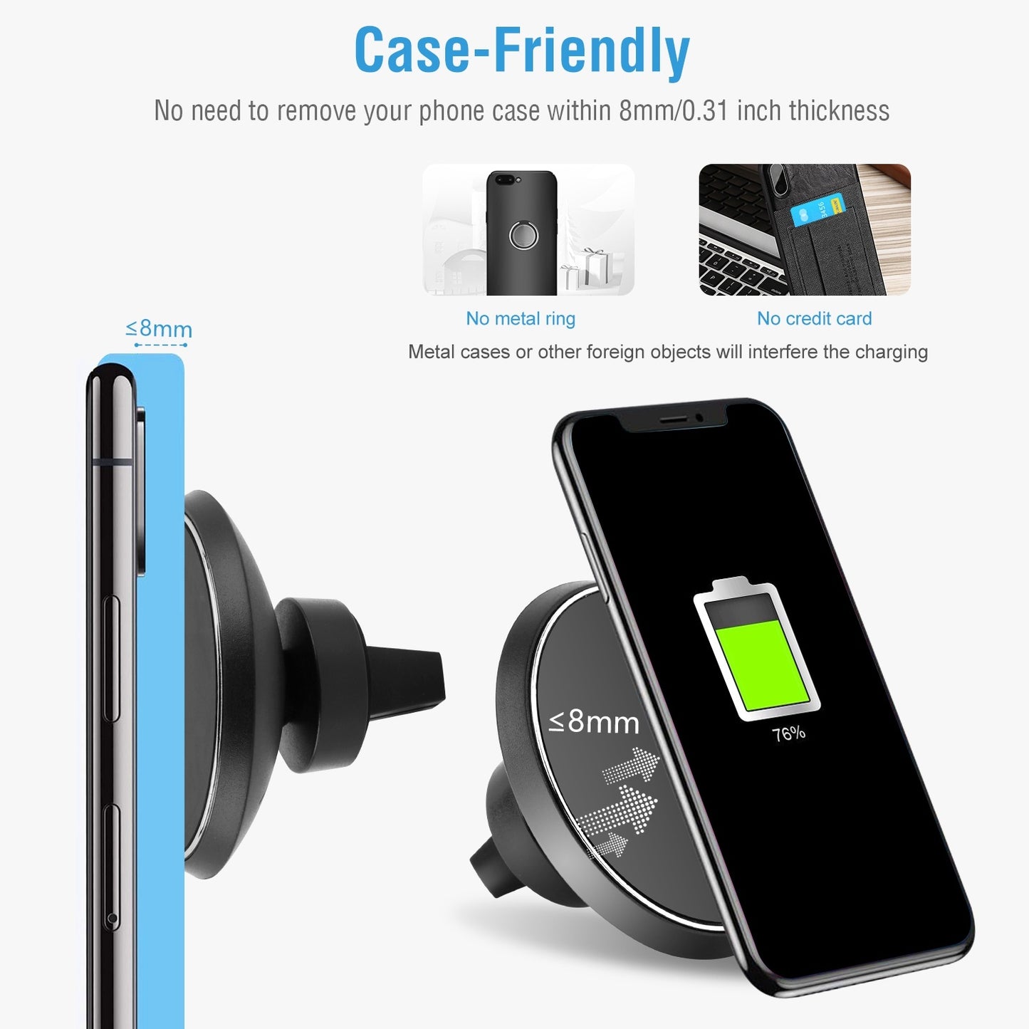 Qi Wireless Car Charger Magnetic Car Phone Charger 5W Charging Pad Air Vent Phone Mount Holder