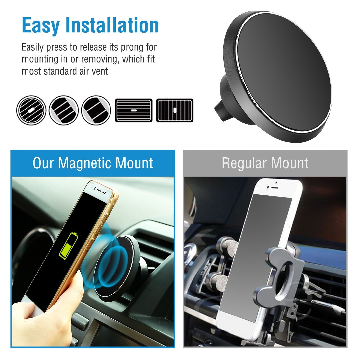 Qi Wireless Car Charger Magnetic Car Phone Charger 5W Charging Pad Air Vent Phone Mount Holder