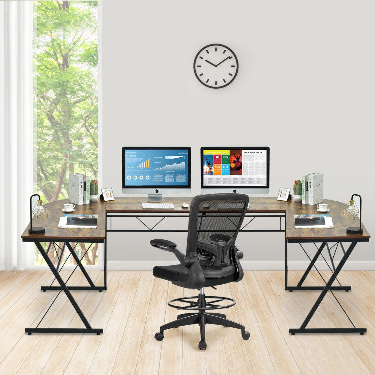 59 Inches L-Shaped Corner Desk Computer Table for Home Office Study Workstation