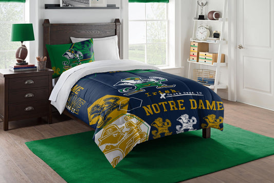 Notre Dame OFFICIAL Collegiate "Hexagon" Full/Queen Comforter & Shams Set