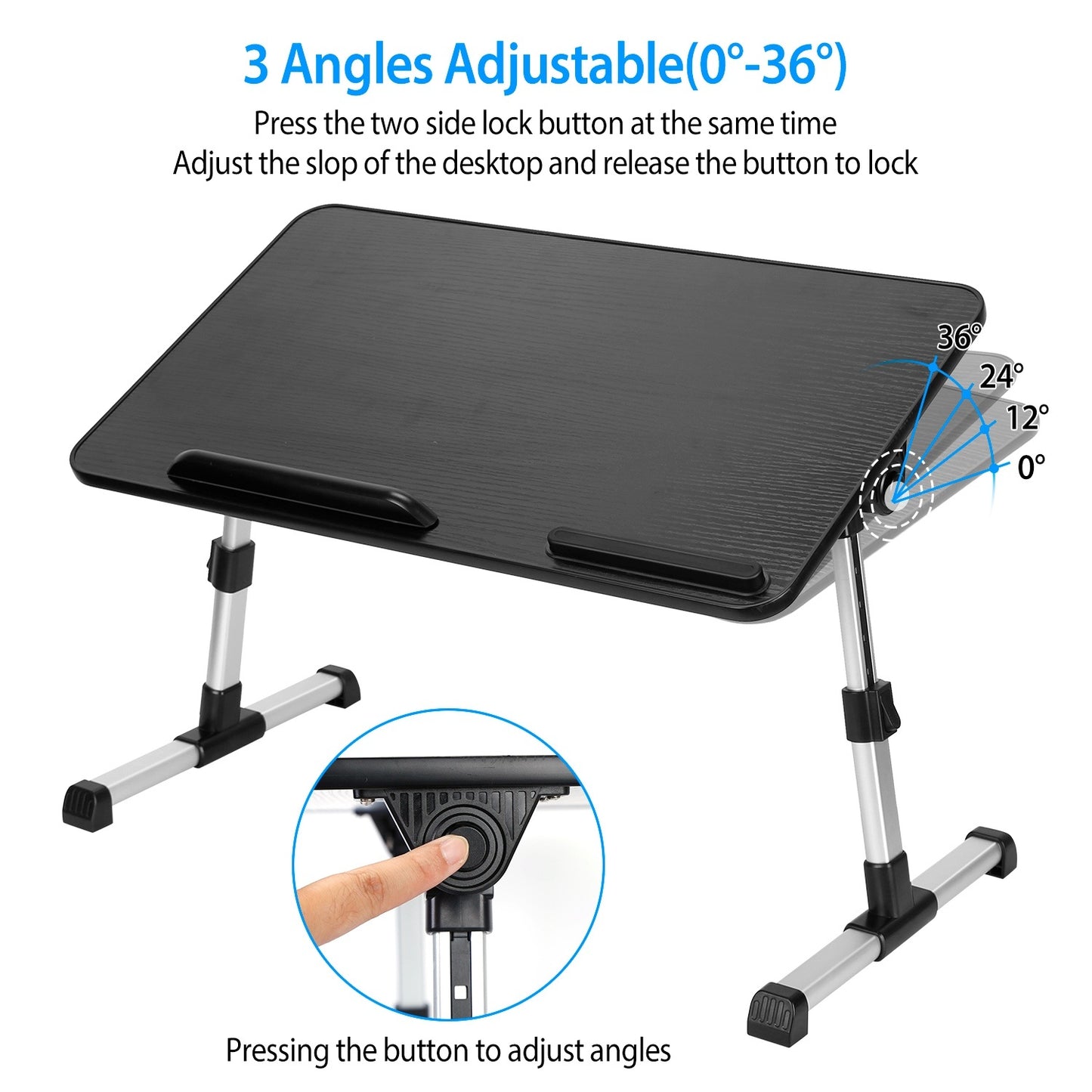 Foldable Laptop Stand Height Angle Adjust Notebook Bed Desk Breakfast Reading Table L Size